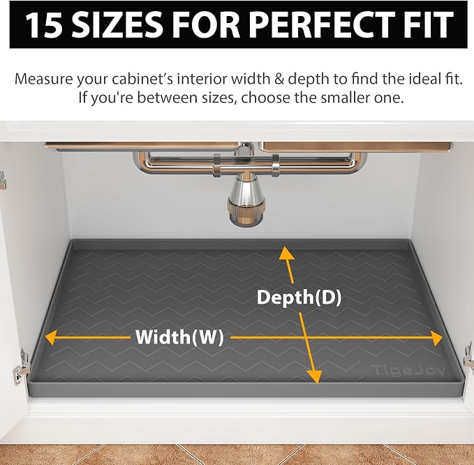 TigeJoy 28" x 19" Under Sink Mats for Kitchen Waterproof, Leak-Proof Silicone Mat Sink Protector and Cabinet Liner, Kitchen Essentials Organizer and Storage, Boot or Shoe Tray, Pet Feeding Mat