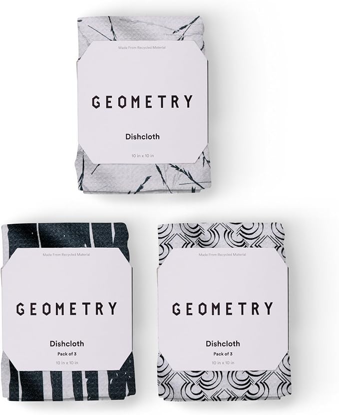 GEOMETRY Kitchen Dish Cloths - Quick Dry Dishcloths for Kitchen - Premium Dish Rags with Geoweave - 3-Pieces Night Reeds