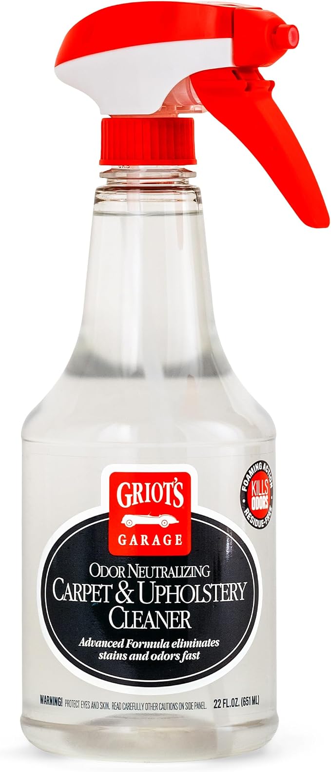 Griot's Garage Odor Neutralizing Carpet and Upholstery Cleaner for Car Floor Mats, Upholstery, Microfiber Seats, Household Fabrics, and Pet Stains 10990, 22oz