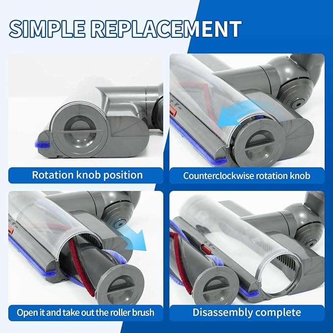Vacuum Head Replacement Compatible with Dyson V8 V10 V15 Vacuum Cleaner | Upgrade Anti-Tangle Replacement Cleaner Head with Adjustable Suction Green Light Suitable for Hardwood Floor