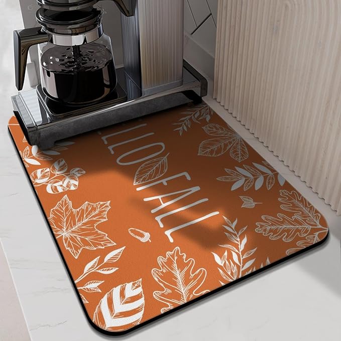 Fun Coffee Mat 24inx18in,Coffee Bar Mat for Countertops,Absorbent Hide Stain Anti-Slip Coffee Bar Accessories Fit Under Coffee Machine Mat,dish Drying Mats for Kitchen