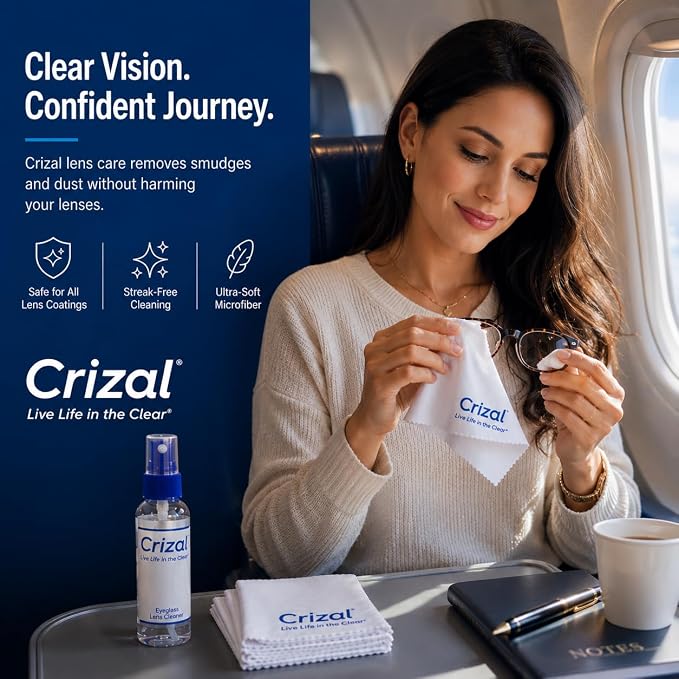 Crizal® Eyeglass Cleaner Spray – 4 Pack | Premium Lens Cleaner | Designed by Crizal® | Safe for All Advanced AR & Anti-Reflective Lens Coatings