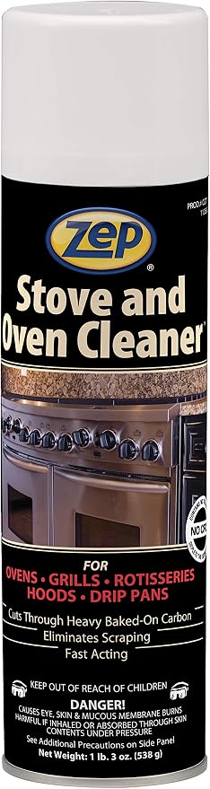 Zep Heavy-Duty Foaming Oven and Stove Cleaner - 19 oz (Case of 12) 27101 - Commercial Strength, Clings to sides, Hoods, and Racks