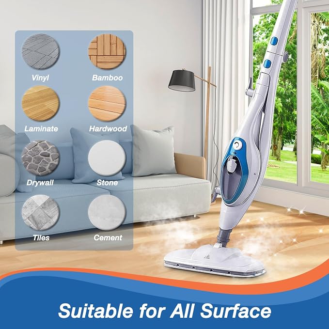 8 Pack Steam Mop Replacement Pads for PurSteam 10-in-1 & ThermaPro 211 | Includes 4 microfiber pads and 4 upgraded cleaning pads; Washable and reusable for wood, ceramic, laminate and marble floors.