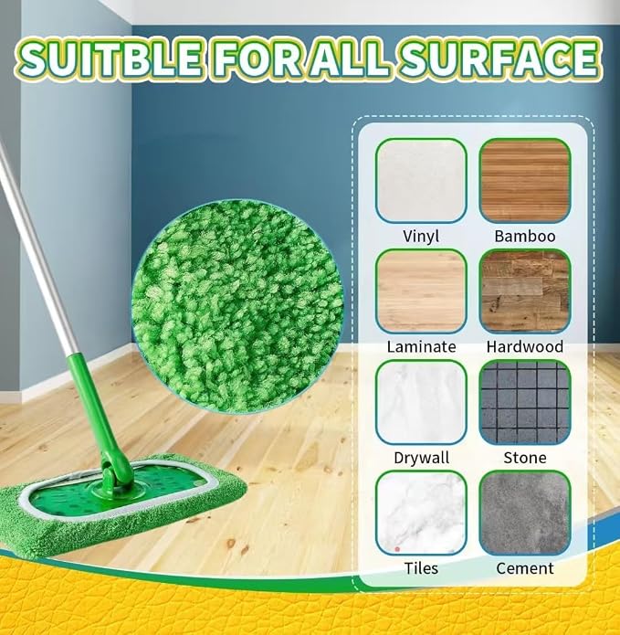 8 Pack Chenille Mop Pads, Reusable Microfiber Mop Refills for 10''–12'' Flat Mops, Washable Wet & Dry Floor Pads for Hardwood, Tile, Compatible with Swiffer Sweeper (M, Count, 6)