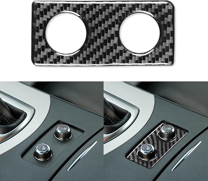 Real Carbon Fiber Trim for Infiniti Accessories | for G35 G37 X S 2007 2008 2009 2010 Center Console Seat Heating Button Cover Interior Thick Overlay Decal