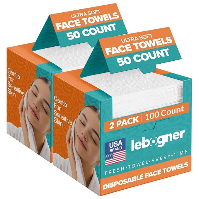 Face Towels - Ultra Soft and Thick Disposable Face Towelettes for Women - Biodegradable Facial Towels for Sensitive Skin - Face Cleansing, Makeup Removal, 10x12 Extra Large - 100 Pack