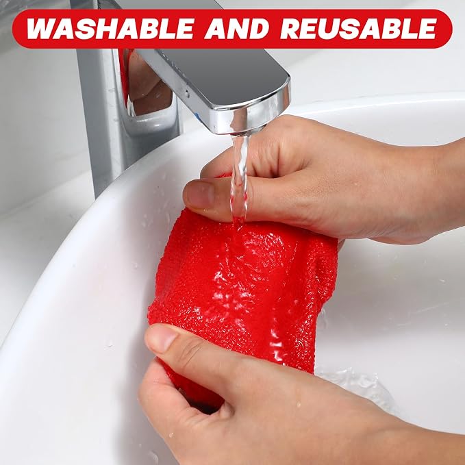 Potchen 8 Pcs Car Windshield Cleaner Tool Kit with Extendable Handle, Microfiber Towel Pads, Brush, Empty Spray Bottle for Auto Glass Wiper Suvs Rvs & Home Windows(Red)