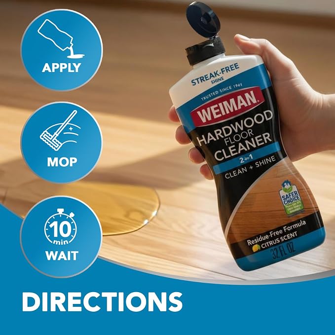 Weiman Hardwood Floor Cleaner Gallon and Refillable Squeeze Bottle - Finished Wood Surfaces