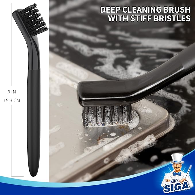 MR.SIGA Grout Cleaner Brush Set, Detail Cleaning Brush Set for Tiles, Sinks | Grout scub brush, small grout cleaning brush for crevice