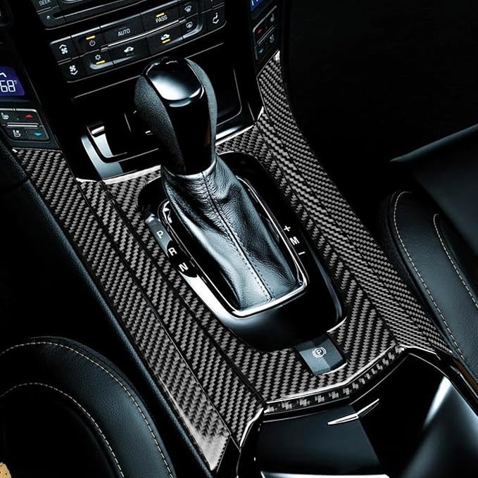 Gear Shift Decoration Panel Sticker Kit Real Carbon Fiber Compatible with Cadillac CTS 2008 2009 2010 2011 2012 2013 Interior Trim Car Accessories ﻿
