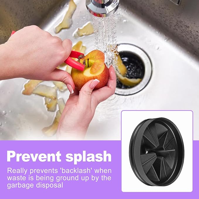 2 Pack Garbage Disposal Splash Guard for 3-3/8 Inch Drains, Removable Rubber Sink Baffle Replacement, Quiet Collar and Drain Cover for Kitchen Sink Disposers