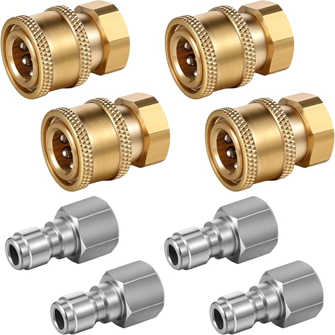 4 Sets NPT 1/4 Inch Pressure Washer Coupler Quick Connect Plug Male Female 1/4 Quick Connect Fittings Pressure Washer Adapters Accessories(Npt Internal Thread)