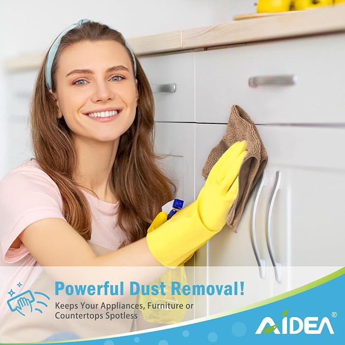 AIDEA Brown Microfiber Cleaning Cloth-12PK, Cleaning Rags 12"x12" Absorbent | Microfiber Towels for Cars Lint Free, Reusable Microfiber Rags, Kitchen Towel Dusting Cloth, Dish Rags for Home/Window