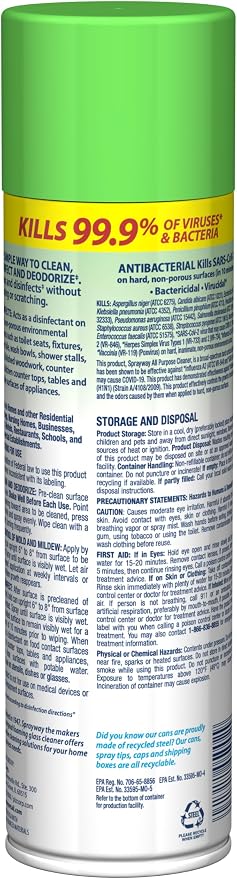 Sprayway All Purpose Cleaner Foaming Spray | Fresh Scent | 19oz | 1 Pack | Disinfectant, Foaming Multi-Surface Cleaner, Cuts Grease & Grime | Kills 99.9% of Germs