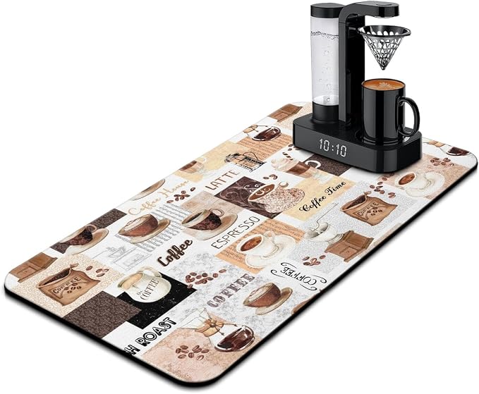 Coffee Mat 17inx31.5in,Coffee Bar Mat for Countertops,Absorbent Hide Stain Anti-Slip Coffee Bar Accessories Fit Under Coffee Machine Mat,dish drying mats for kitchen