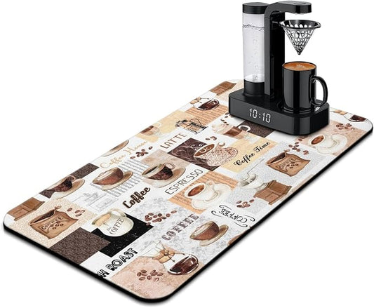 Coffee Mat 17inx31.5in,Coffee Bar Mat for Countertops,Absorbent Hide Stain Anti-Slip Coffee Bar Accessories Fit Under Coffee Machine Mat,dish drying mats for kitchen
