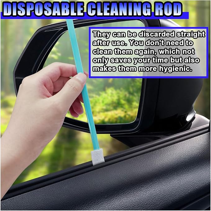 Cleaning Swab Sticks, Small Cleaning Sponge Tip for Tight Spaces, Disposable Crevice Cleaning Brush Kit, Universal Automotive Detailing Tools Accessories for SUV, Sedan, Truck (100PCS)