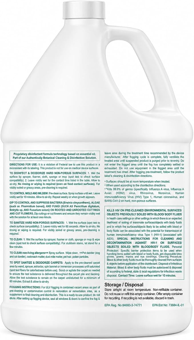 Benefect Botanical Decon 30 Disinfectant Cleaner - All Natural Formula for Effective Cleaning Power - Ideal for Restoration Jobs & Water Damage - 20476 - 1 Gallon