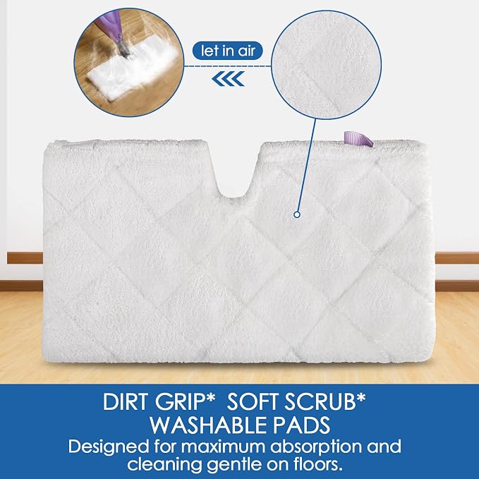 Steam Mop Replacement Pads for Shark Steam Pocket Mop S3501 S3601, 4-Pack | Steam mop pads. Fit S3550 S3901 S3801. Standard 12.5 x 7 in, not XL/S3601CO. Washable microfiber for wood, tile & laminate.