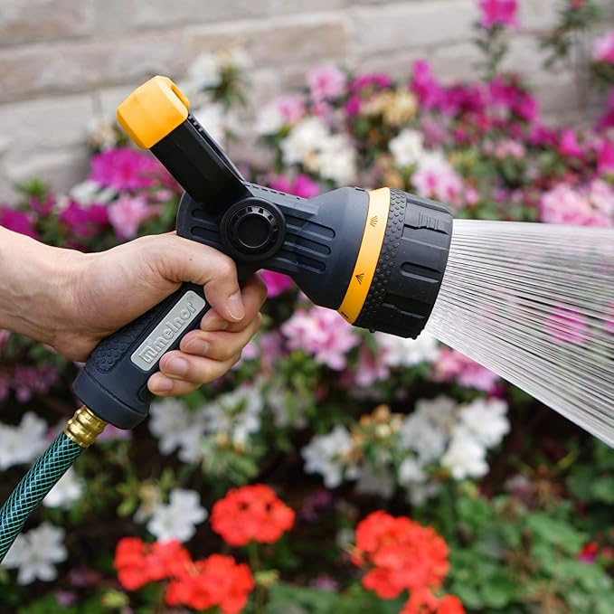 Melnor 65157AMZ Torrent 7-Pattern Hose Nozzle, High-Flow Spray with Metal Core and Flow Control Lever, Heavy-Duty Water Nozzle for Cleaning and Watering, Black, Orange