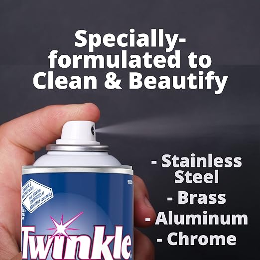 Diversey 991224 Twinkle Stainless Steel Cleaner & Polish, Removes Tarnish from Brass, Aluminum & Chrome, Lemon Scent, Aerosol Spray, 17-Ounce (Pack of 12)