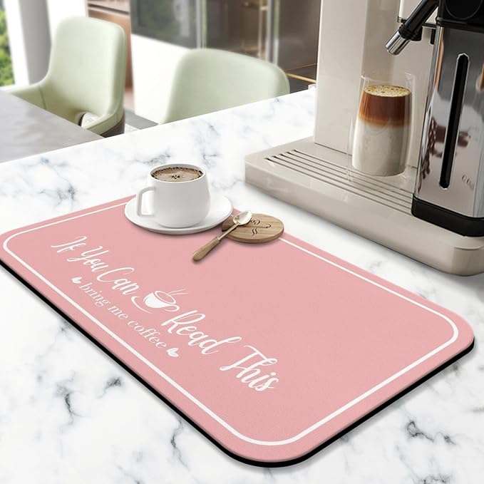 Coffee Bar Mat for Countertops 18inx24in,Absorbent Hide Stain Anti-Slip Cafe Bar Accessories Fit Under Coffee Machine Mat,dish drying mats for kitchen