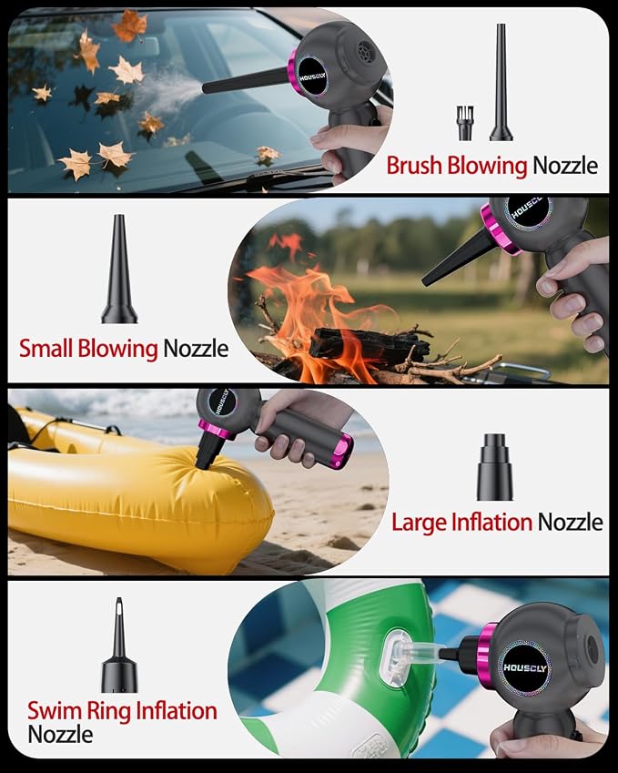 houscly Car Vacuum Cordless Mini Handhled 4-in-1 High Power Cleaner 25000Pa | Brushless motor-8000mAh-Rechargeable-Duster blower-Pet hair crumb cleaning for car sofa office desk- Ideal gifts for men