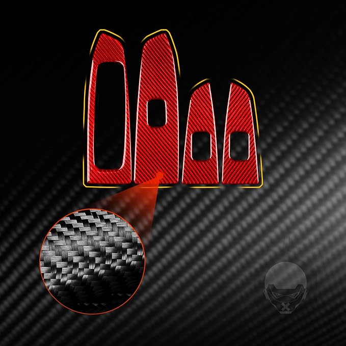 Red Real Carbon Fiber Trim for KIA Forte K3 Accessories | for 2019 2020 2021 2022 2023 2024 Window Lift Button Panel Sticker Interior Thick Overlay Decal