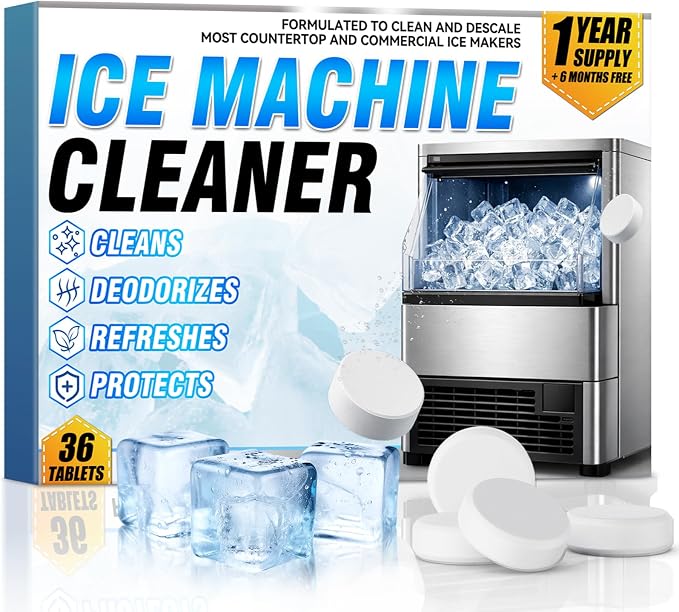 Vigorder Ice Machine Cleaner Tablets – 36 Pack, Nickel Safe Descaler for Nugget Ice Makers & Countertop Machines, Removes Build-Up & Improves Taste, 18 Months Supply