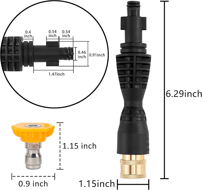 PWACCS Pressure Washer Gun Adapter Kit, 1/4" Quick Connect | Power Washer Gun Fittings, 5 Spray Nozzles, Compatible with Ryobi, Powerclean, Portland and Husky