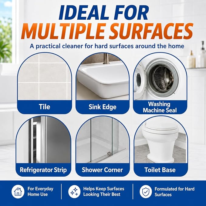 Sugelary Mold Stain Cleaner, 10 Fl oz All-Purpose Gel for Front Loader Seal, Household Cleaner Gel for Bathroom Grout, Sink, Shower, Caulk, Washing Machine Cleaning Solution