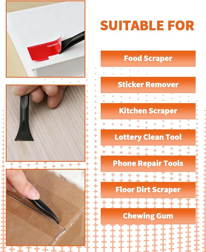 18 PCS Carbon Fiber Plastic Scrapers Tool, Non-Scratch Scraper Tool for Tight Spaces, Multi-Purpose Label Scraper Pen-Shaped, for Car Cleaning Supplies, Kitchen, Crevices, Stains (Black)