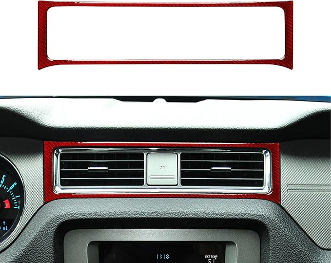 Real Carbon Fiber Trim for Ford Mustang Accessories | for 2009 2010 2011 2012 2013 2014 Central Console Dashboard Air Outlet Vent Interior Thick Overlay Decal
