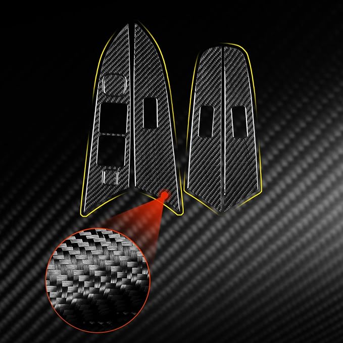 Real Carbon Fiber Door Control Panel Trim Fit for Mazda 3 2004-2009 | Interior Decorations Stickers|Windows Lift Switch Panel|Car Decals|Thick Overlay|Anti-scratch|Self-adhesive