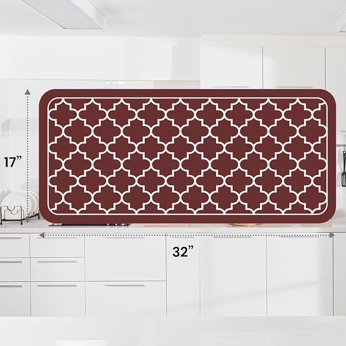 WISELIFE Dish Drying Mat Super Absorbent Drying Mat Large Dish Drying Mats for Kitchen Counter Easy Clean Dish Mat Kitchen Drying Mat18"x 32" Stylish Red
