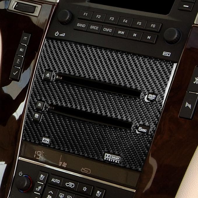 Fit for Cadillac Escalade ESV 2007-2014 / EXT Hybrid 2009-2013 | Real Carbon Fiber | Accessories | Central Console CD Panel Trim | Stickers | Self-adhesive | Thick Overlay