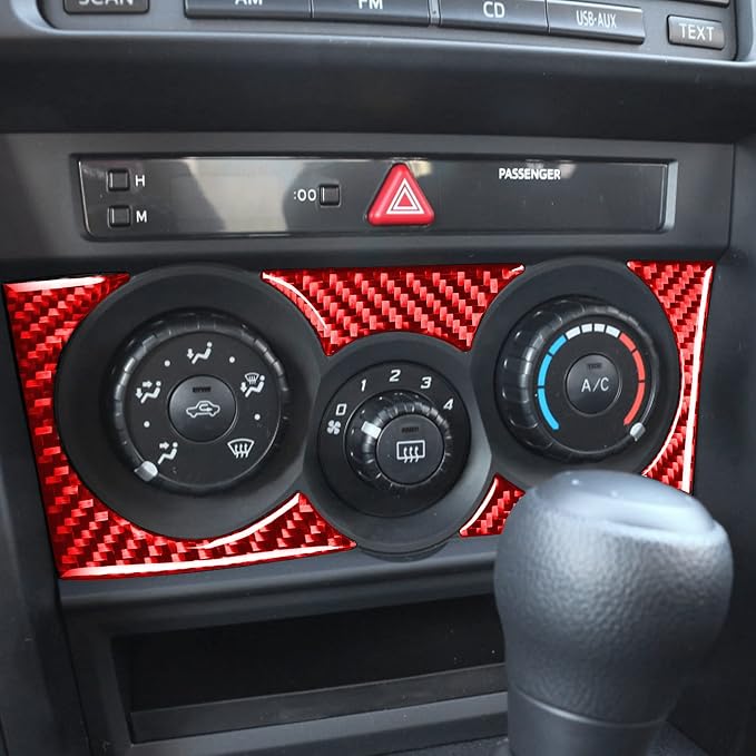 Red Real Carbon Fiber Car Air Conditioner A/C Control Button Trim Stickers Decals Compatible with Scion FR-S 2013 2014 2015 2016 / Toyota 86 2017 2018 2019 2020 Accessories