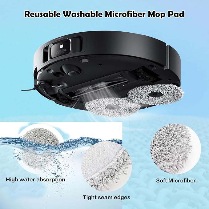 8 Pack Reusable Mop Pads for Dreame L10s, L40, X40, X50 Robot Vacuum | for Mova V50/E40/P10/P50 Pro Ultra, L50/X30/D30/L20/L40s Ultra/L10s Pro Ultra/L10s Ultra Gen2 Microfiber Washable Mop Cloth