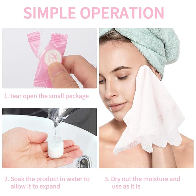 Classycoo Compressed Towel 120 PCS with 2 Carrying Cases,Disposable Mini Tablets Portable Face Towel Cotton Coin Tissue for Travel, Camping, Hiking, Sport, Home Hand Wipes, Outdoor Activities (Pink)