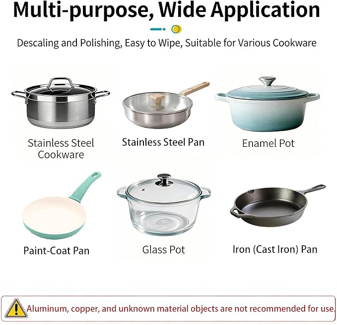 Kitchenware Stain Cleaner, Strong Descaling, Multi-purpose Oil Stain Remover, Pot Pan Bottom Cleaning Paste,Powerful Kitchenware Cleaner, Cooktop Pot Cleaner Effortless for Burned Cookware (260g) (1)