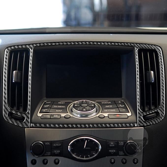 Real Carbon Fiber Trim for Infiniti Accessories | for G35 G37 G25 Q60 Q40 2007-2015 X S Sedan Coupe Convertible Dash Navigation Air Vent Frame Interior Thick Overlay Decal