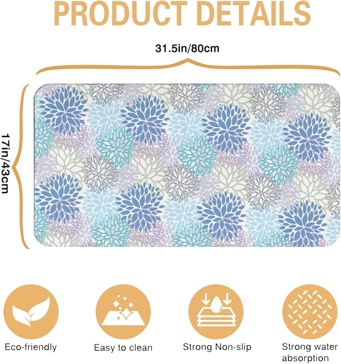 Kitchen Countertop Dish Drying Mat,Super Absorbent Coffee Bar Mat for Maker Espresso Machine, Anti-Slip Accessories for Kitchen Countertops 17x31 Inch