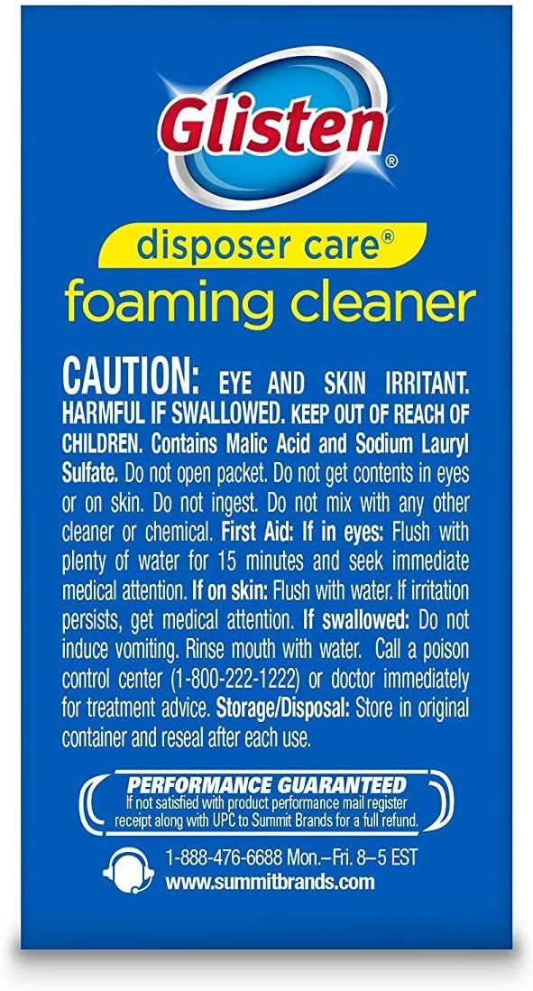 Glisten Disposer Care Foaming Cleaner, Lemon Scent, 4 Use (Pack of 2)