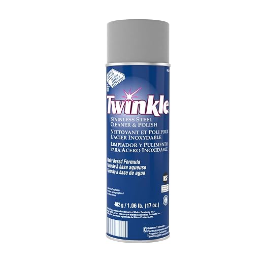Diversey 991224 Twinkle Stainless Steel Cleaner & Polish, Removes Tarnish from Brass, Aluminum & Chrome, Lemon Scent, Aerosol Spray, 17-Ounce (Pack of 12)