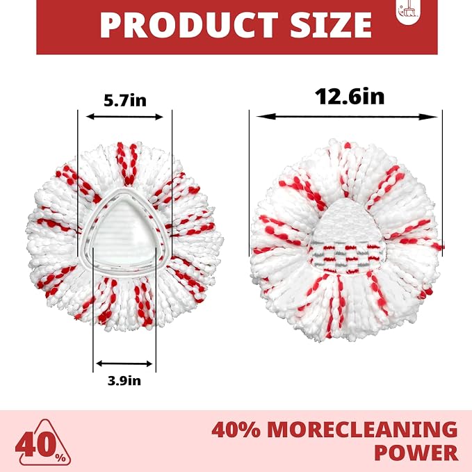 3 Pack Spin Mop Head Replacement for Easy Wring 1-Tank System | Mop Replace Head with 40% More Cleaning Power, Easy Cleaning, Microfiber and Machine Washable, 2026 New Version