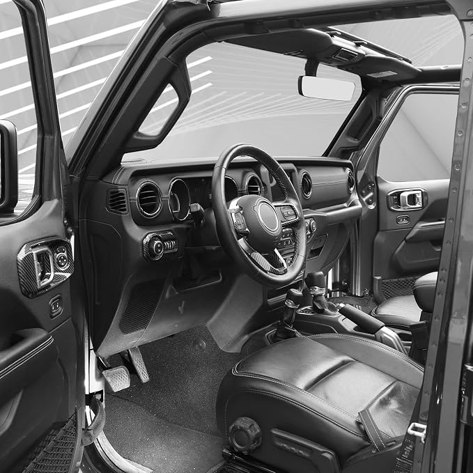 for Wrangler JL Interior Trim Kit Carbon Fiber Dashboard for Jeep Wrangler JL JLU Gladiator JT 2018-2023 Carbon Fiber Interior Accessories 21pcs