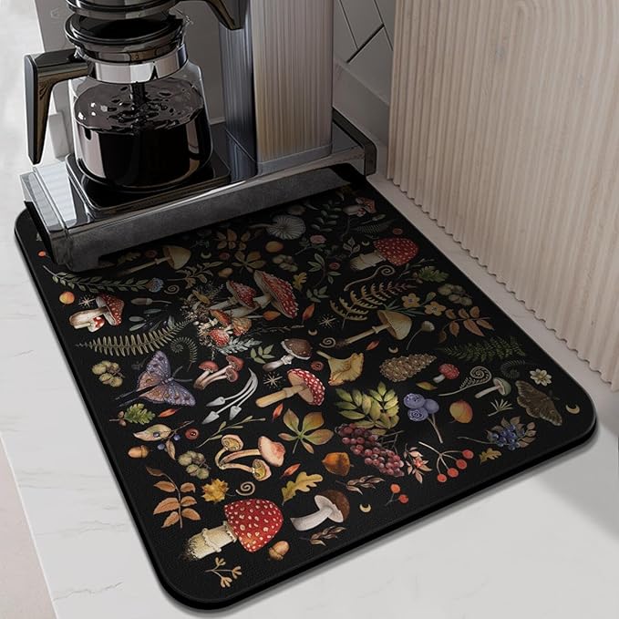 Dish Drying Mat Kitchen Countertop ,Super Absorbent Coffee Bar Mat for Maker Espresso Machine, Anti-Slip Accessories for Kitchen Countertops 24x18 Inch