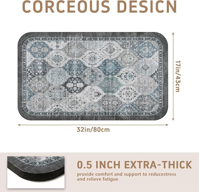 Dish Drying Mat, Vintage Rustic Boho Kitchen Dishes Absorbent Pad, 17x32in | Eco-friendly diatomite with non-slip rubber backing. Super absorbent mat for kitchen counters, coffee bars & sinks