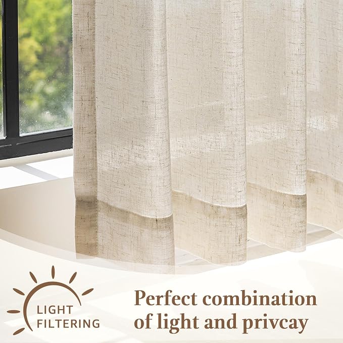 jinchan Linen Pinch Pleated Back Tab Tier Curtains,26x30,2 Panels,Natural | Light filtering,small window treatment,cafe curtains,machine washable,farmhouse,kitchen,bathrooms,laundry